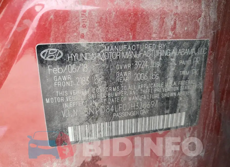 5NPD84LF0JH320697 Photo# 12