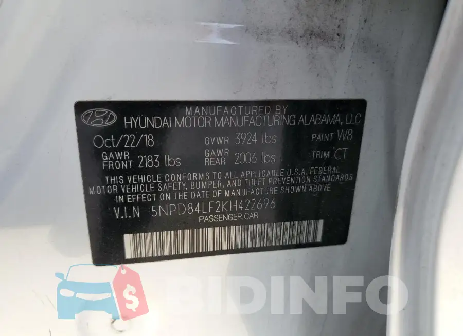 5NPD84LF2KH422696 Photo# 13