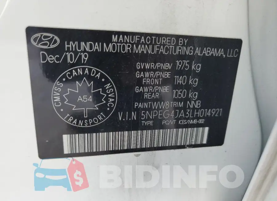 5NPEG4JA3LH014921 Photo# 13