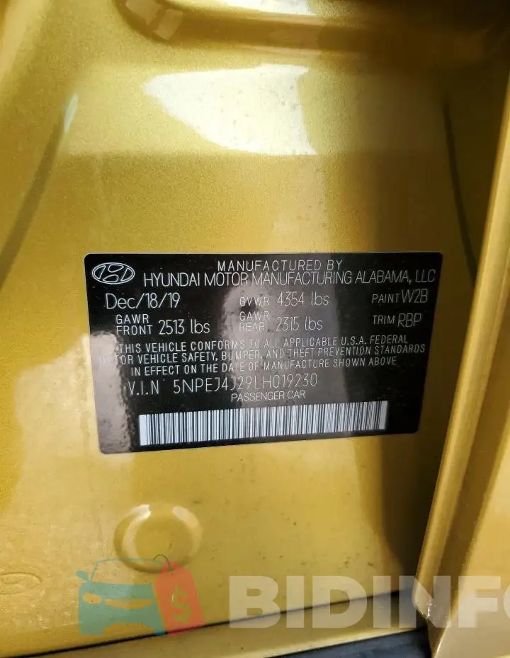 5NPEJ4J29LH019230 Photo# 12