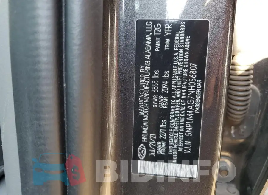 5NPLM4AG7NH056807 Photo# 12