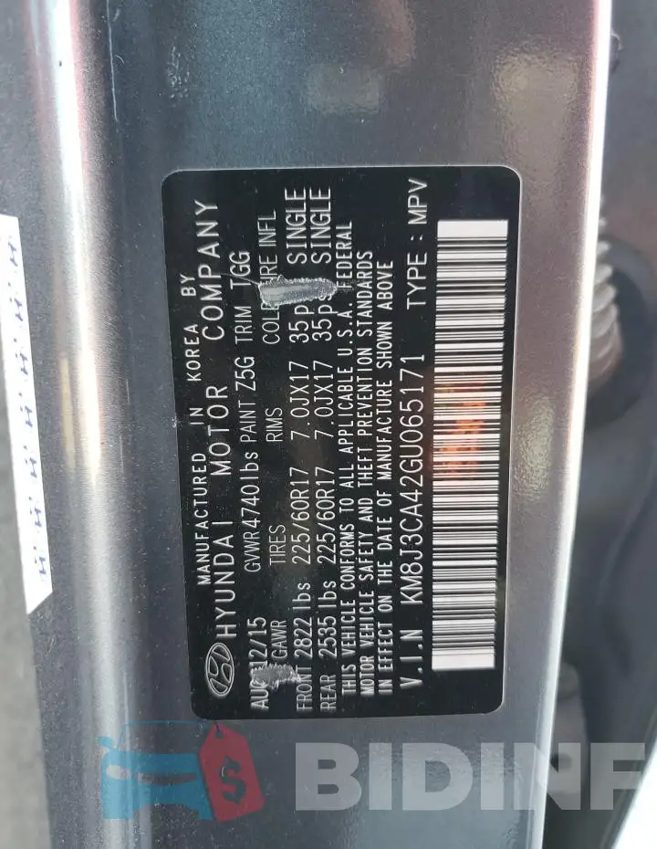 KM8J3CA42GU065171 Photo# 12