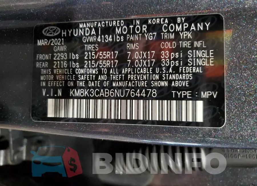 KM8K3CAB6NU764478 Photo# 13