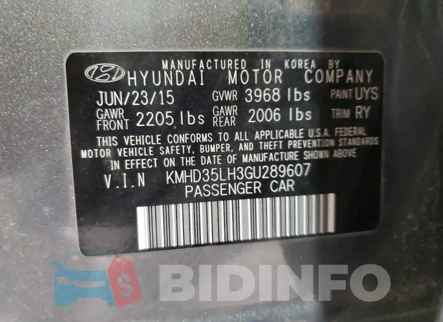 KMHD35LH3GU289607 Photo# 12