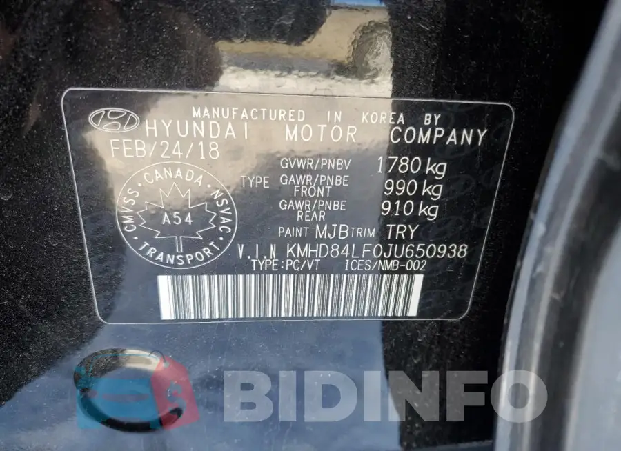 KMHD84LF0JU650938 Photo# 13