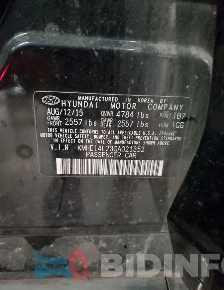 KMHE14L23GA021352 Photo# 13