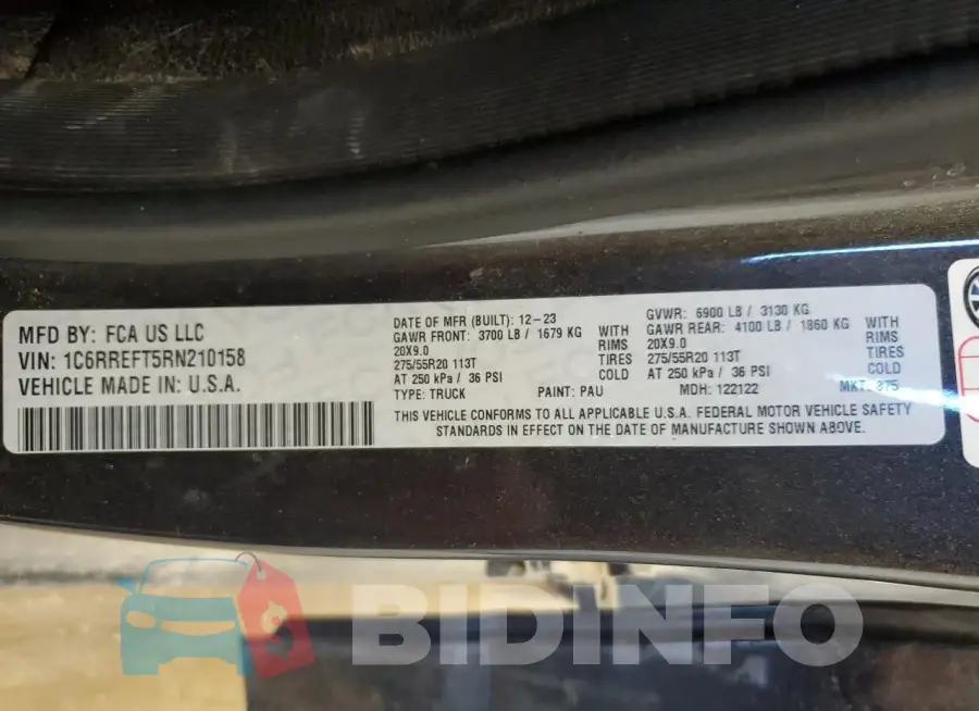 1C6RREFT5RN210158 Photo# 12