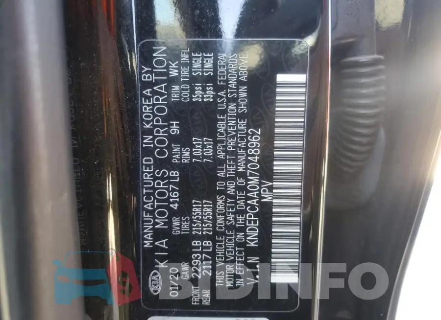 KNDEPCAA0M7048962 Photo# 13