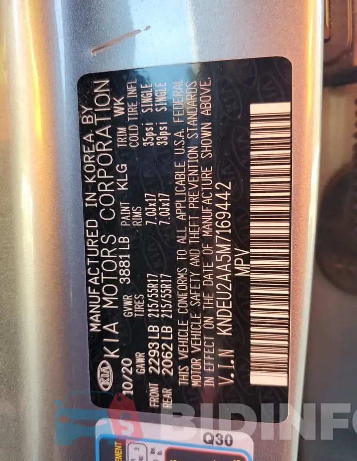 KNDEU2AA5M7169442 Photo# 12