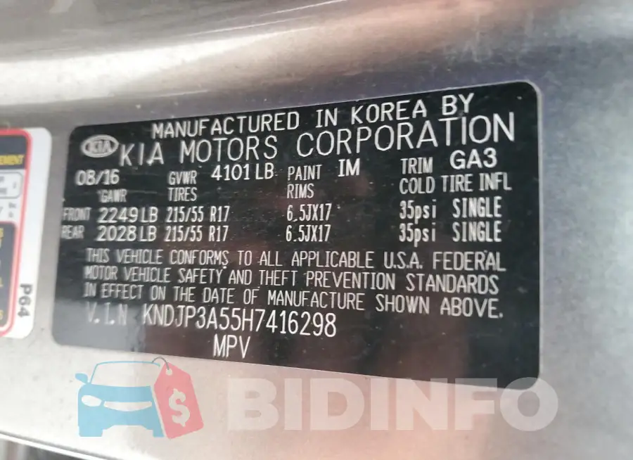 KNDJP3A55H7416298 Photo# 12