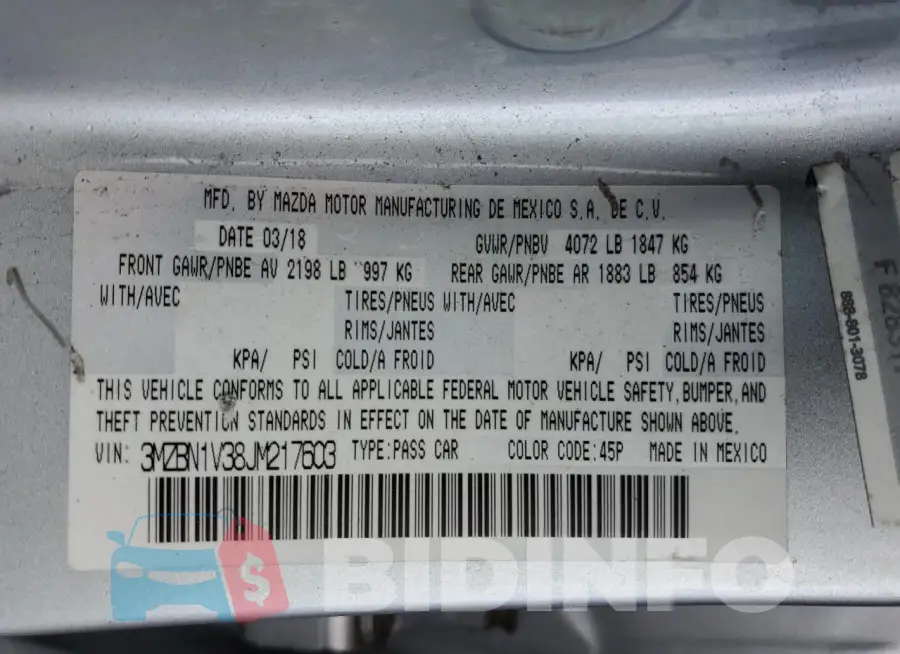 3MZBN1V38JM217603 Photo# 12