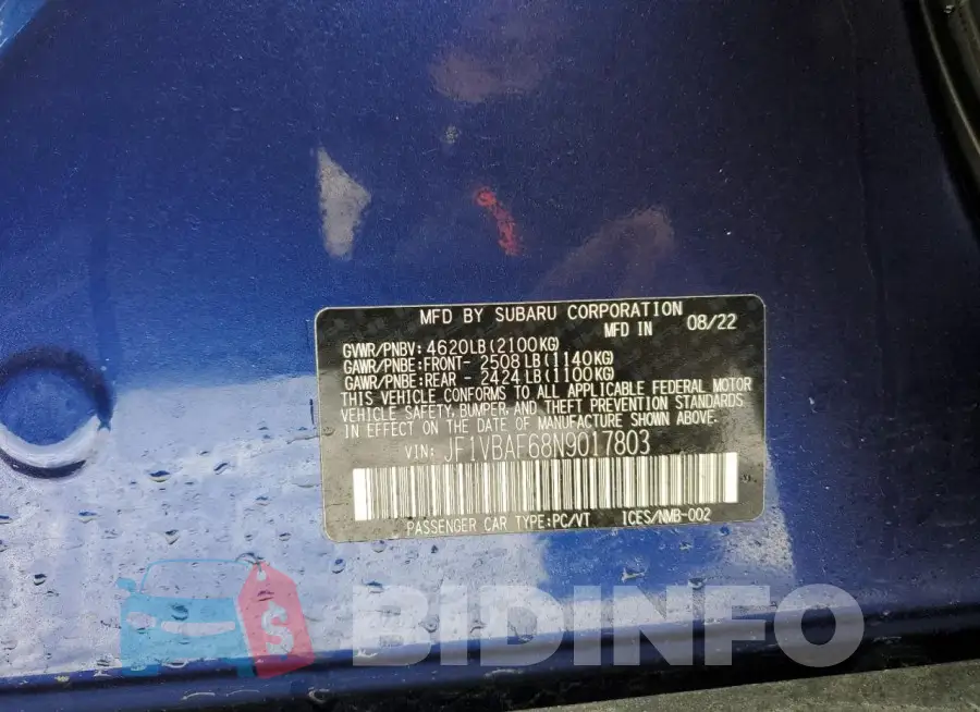 JF1VBAF68N9017803 Photo# 12