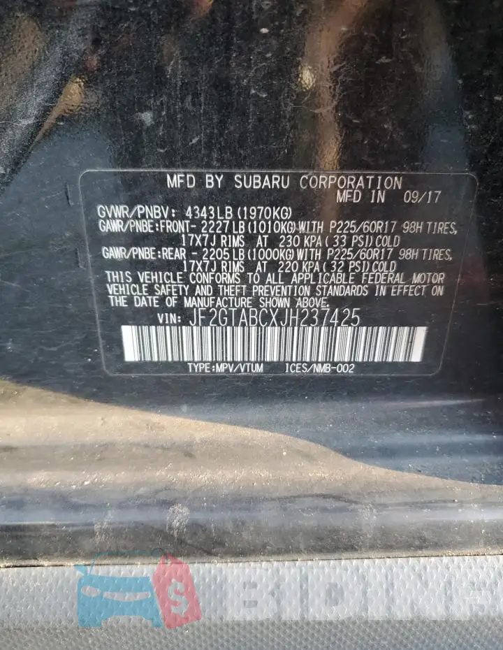 JF2GTABCXJH237425 Photo# 14