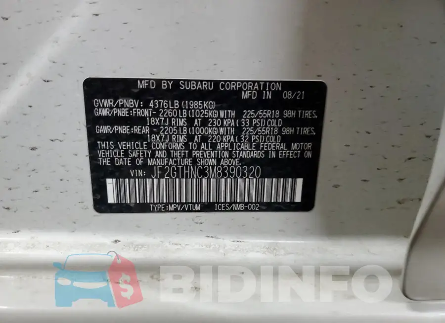 JF2GTHNC3M8390320 Photo# 14