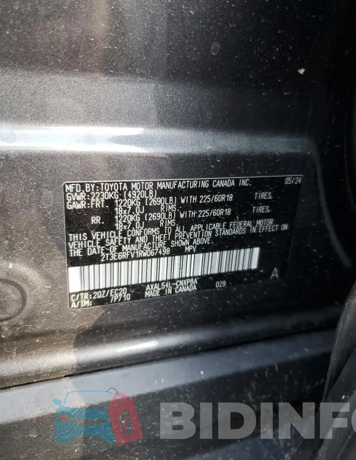 2T3E6RFV1RW067498 Photo# 13