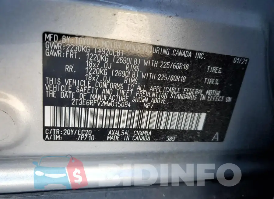 2T3E6RFV2MW015094 Photo# 12