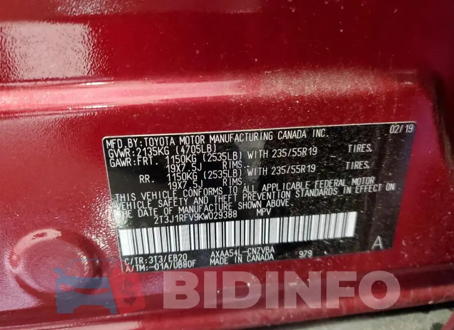 2T3J1RFV9KW029388 Photo# 13