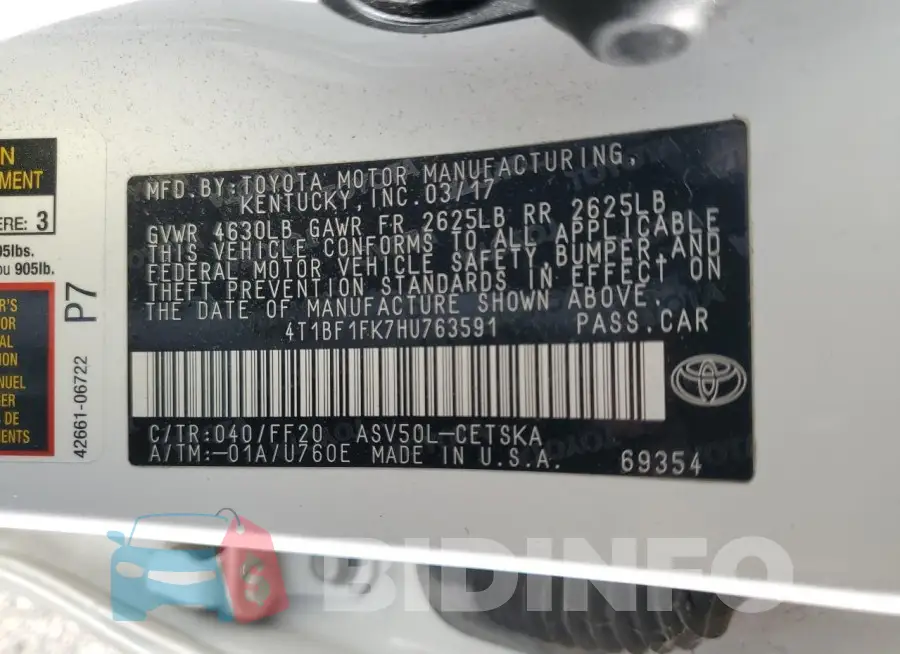 4T1BF1FK7HU763591 Photo# 13