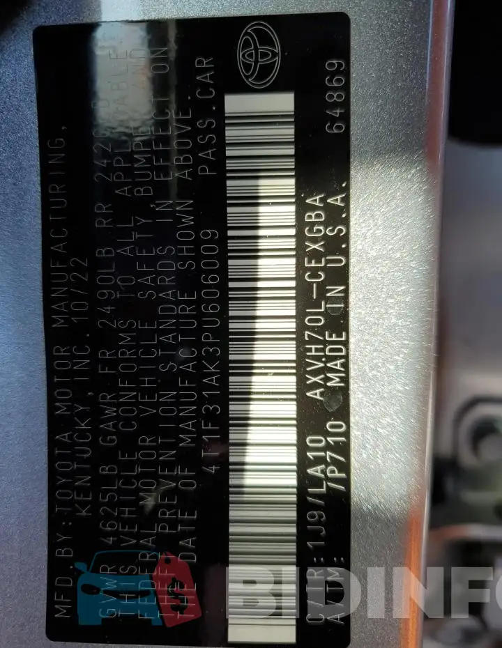 4T1F31AK3PU606009 Photo# 13