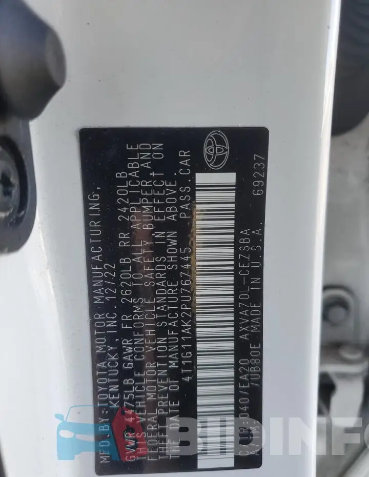4T1G11AK2PU767445 Photo# 12
