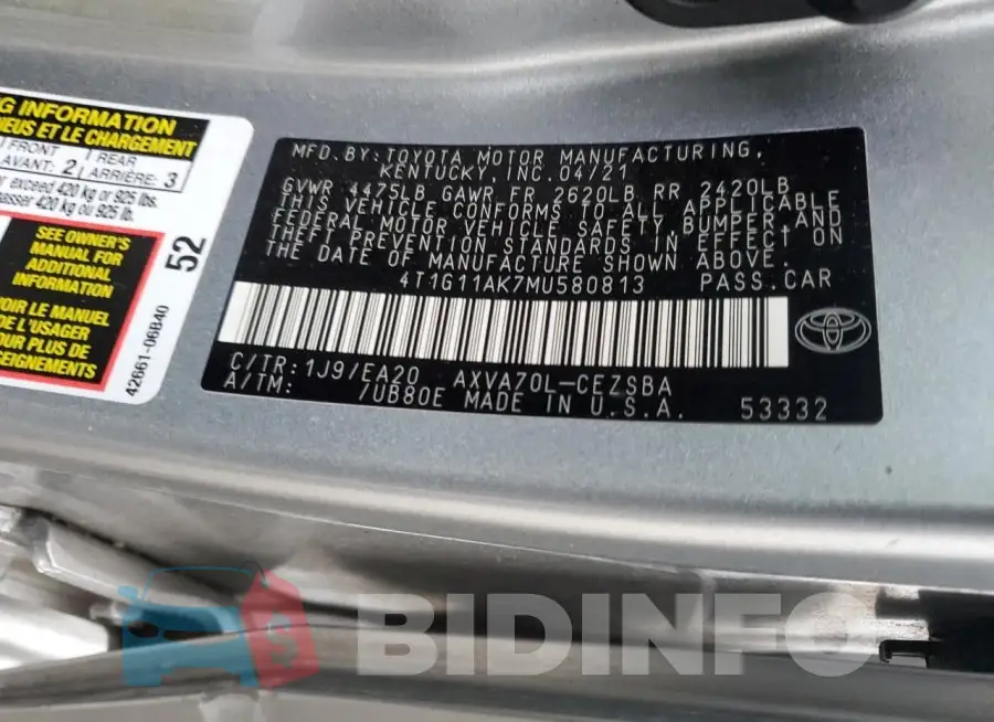 4T1G11AK7MU580813 Photo# 12