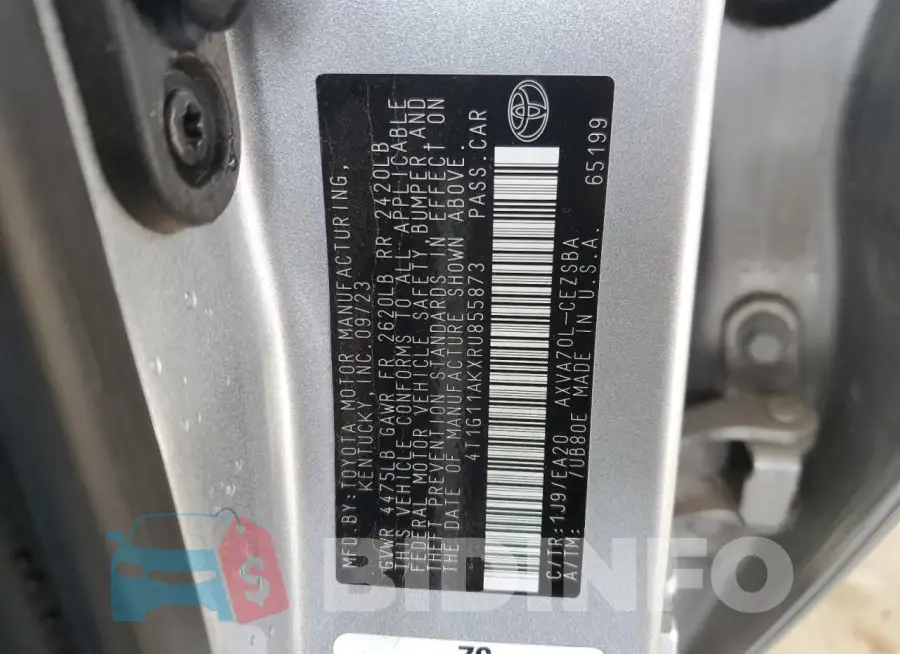4T1G11AKXRU855873 Photo# 13