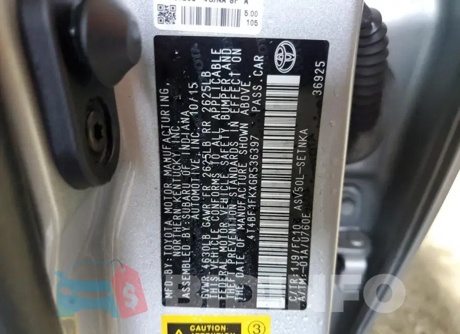 4T4BF1FKXGR536397 Photo# 12