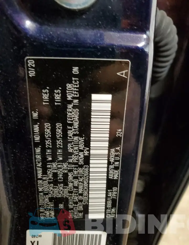 5TDEBRCHXMS026663 Photo# 13