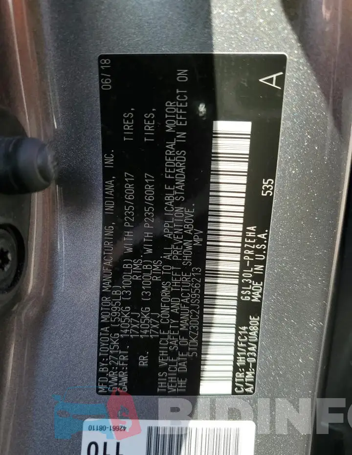 5TDKZ3DC2JS956213 Photo# 12
