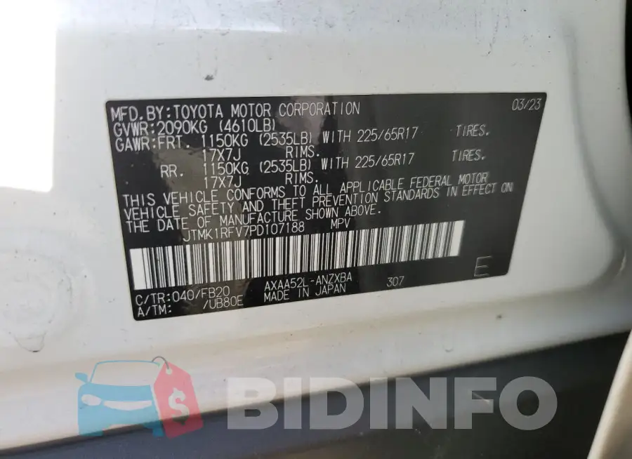 JTMK1RFV7PD107188 Photo# 14