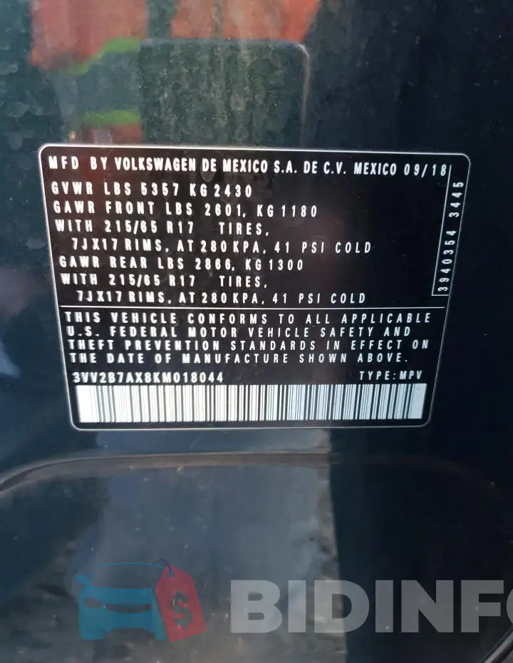 3VV2B7AX8KM018044 Photo# 12