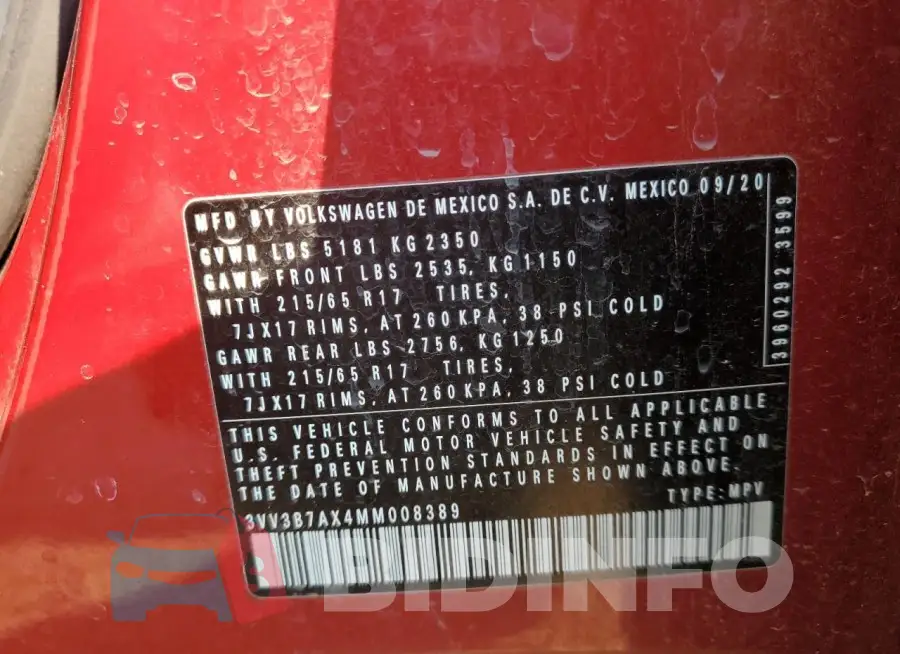 3VV3B7AX4MM008389 Photo# 13