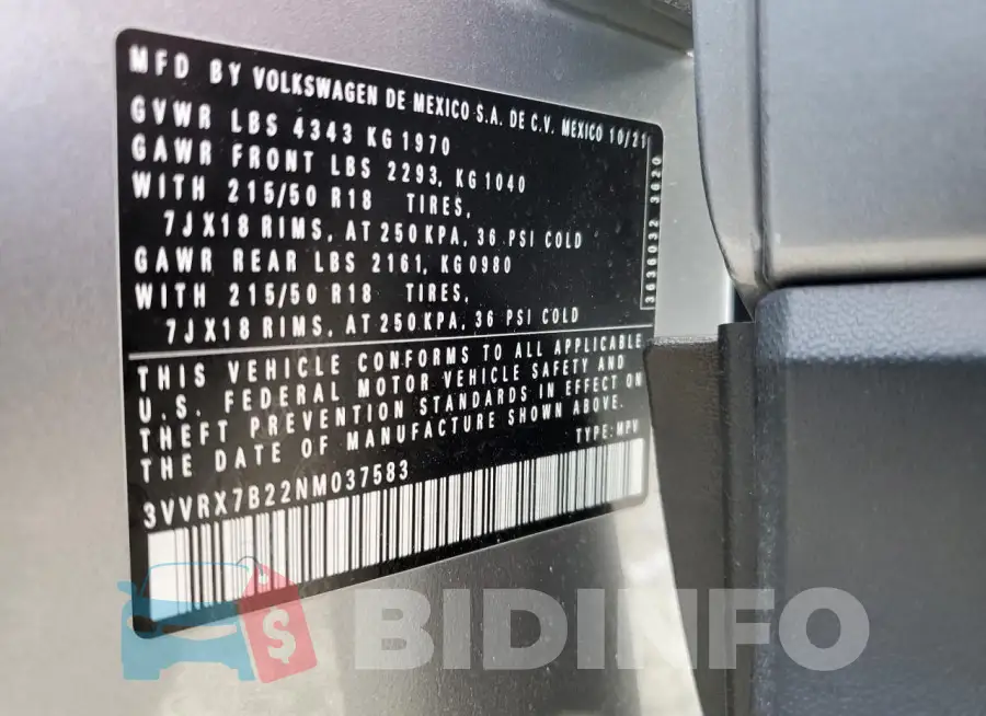 3VVRX7B22NM037583 Photo# 13