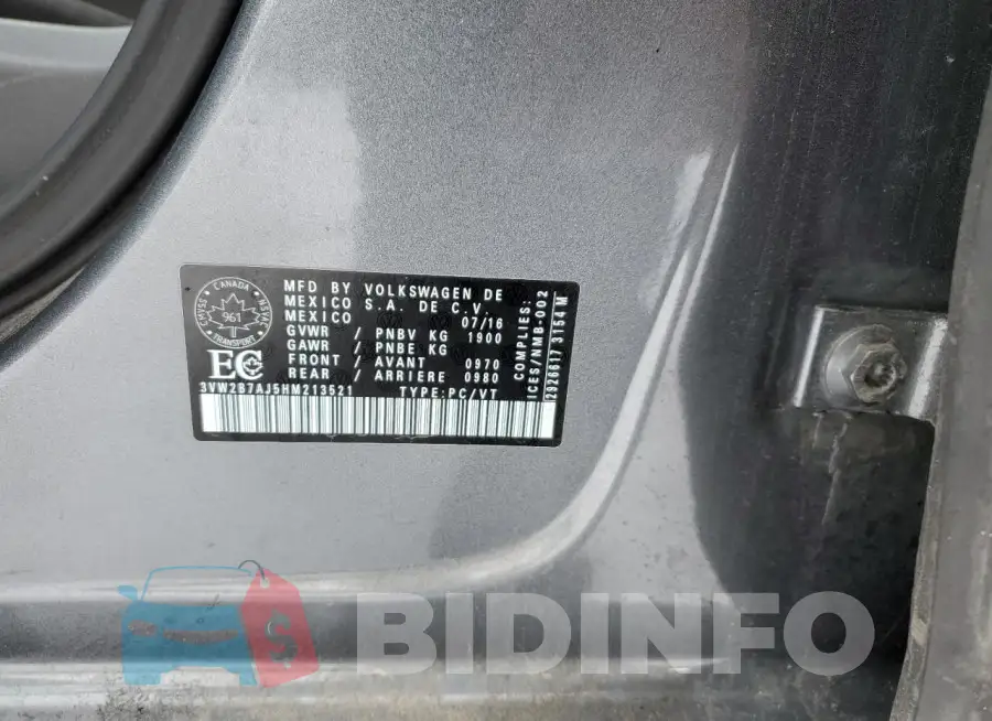 3VW2B7AJ5HM213521 Photo# 13