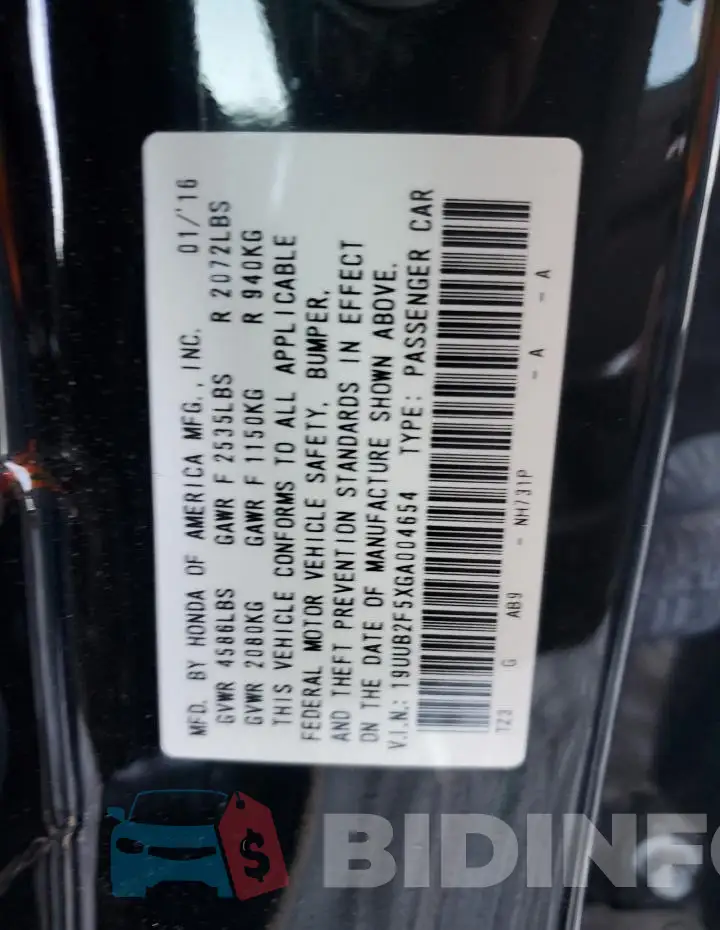 19UUB2F5XGA004654 Photo# 12