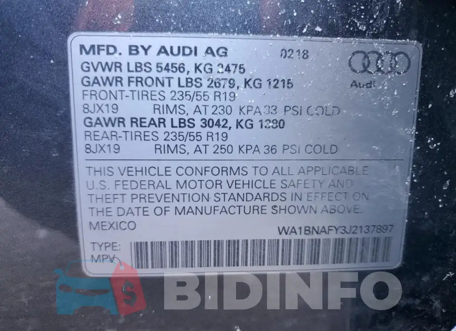 WA1BNAFY3J2137897 Photo# 13