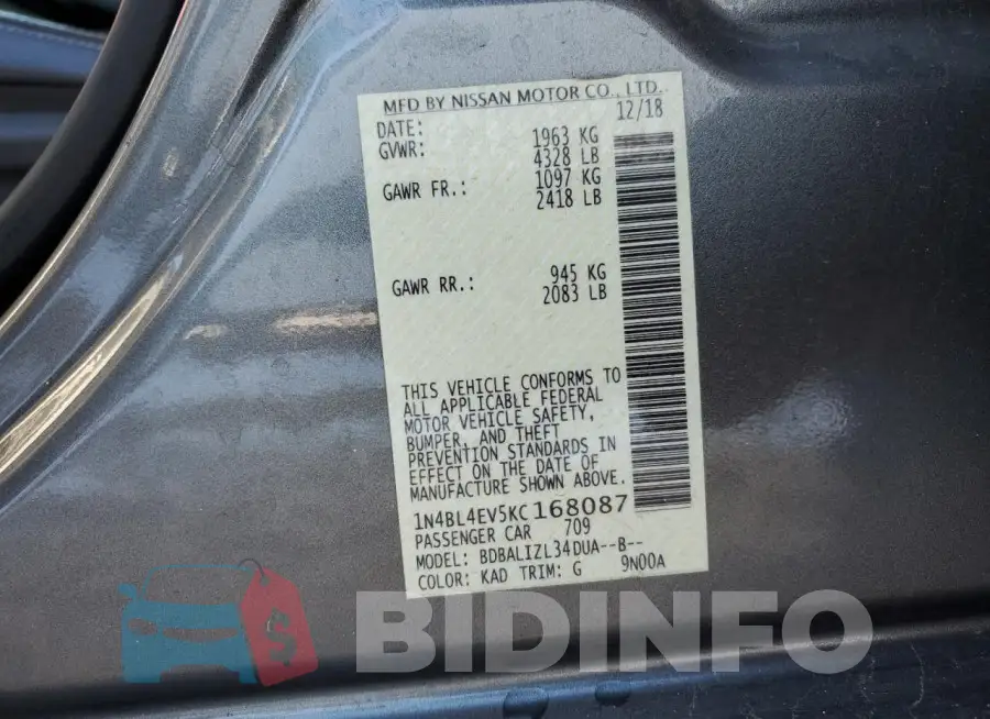 1N4BL4EV5KC168087 Photo# 12