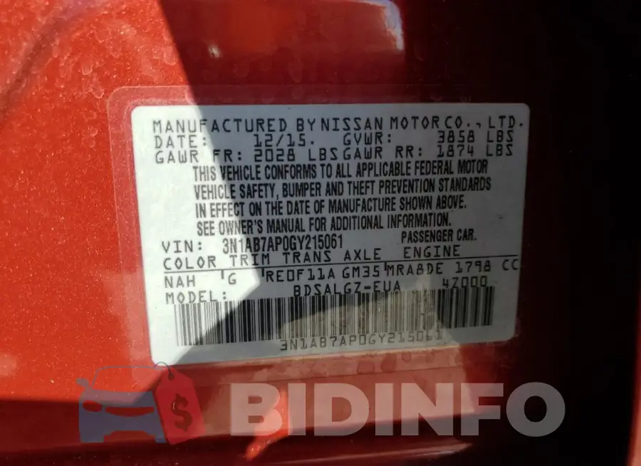 3N1AB7AP0GY215061 Photo# 12