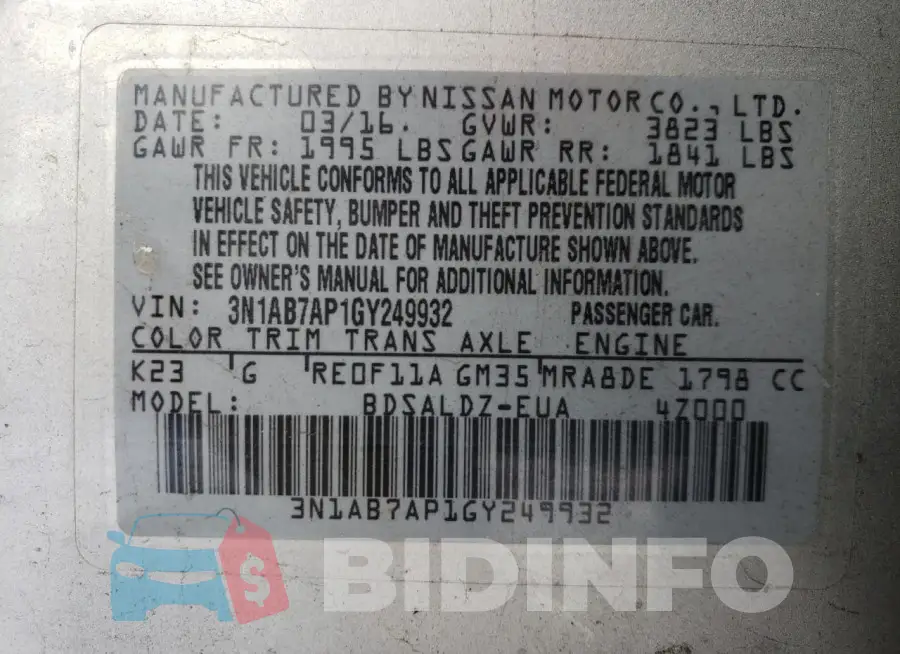 3N1AB7AP1GY249932 Photo# 12
