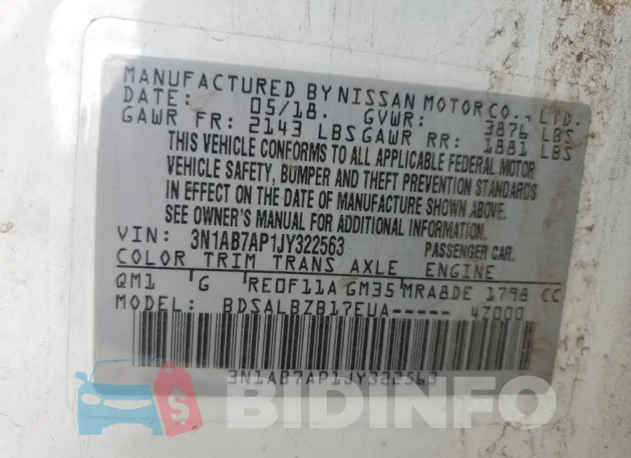 3N1AB7AP1JY322563 Photo# 12