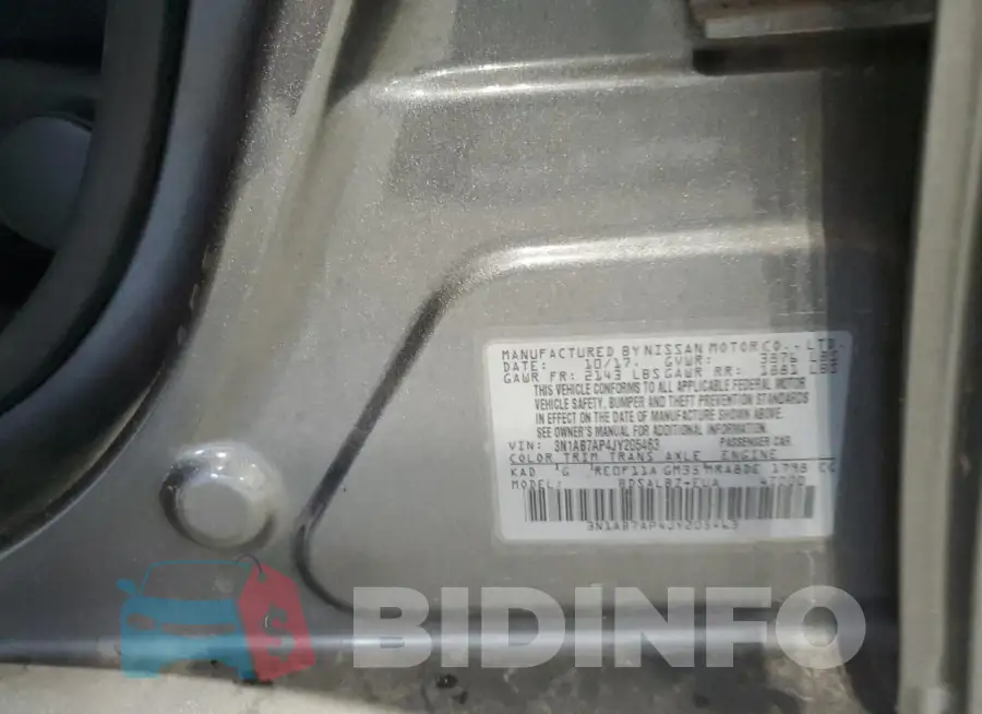 3N1AB7AP4JY205463 Photo# 12