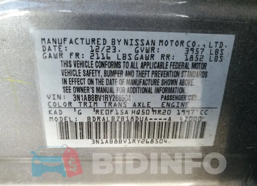 3N1AB8BV1RY268504 Photo# 12
