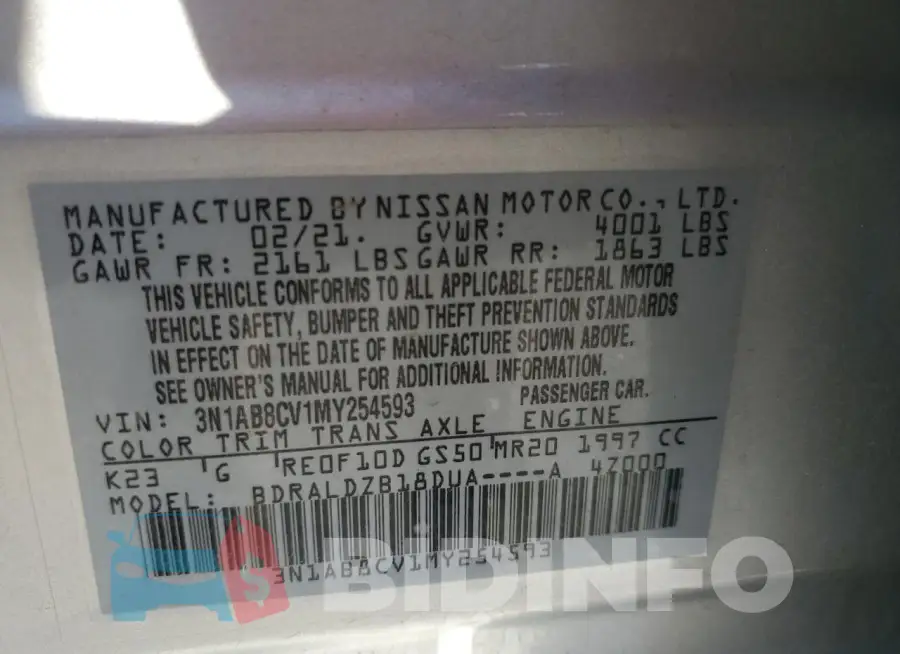 3N1AB8CV1MY254593 Photo# 12