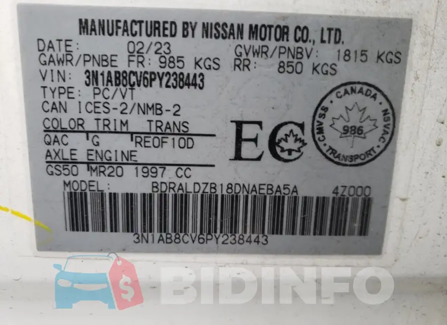 3N1AB8CV6PY238443 Photo# 13