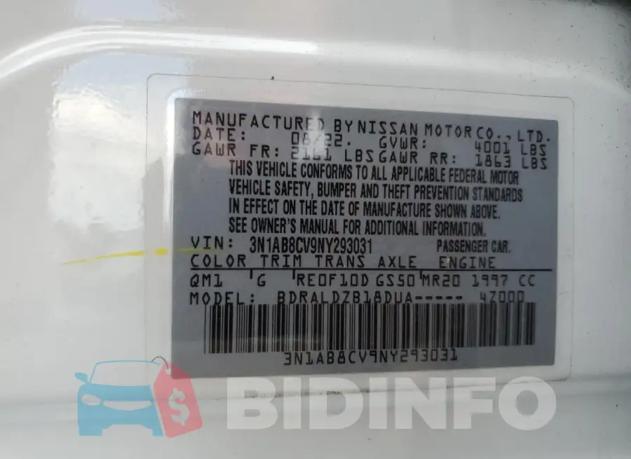 3N1AB8CV9NY293031 Photo# 12