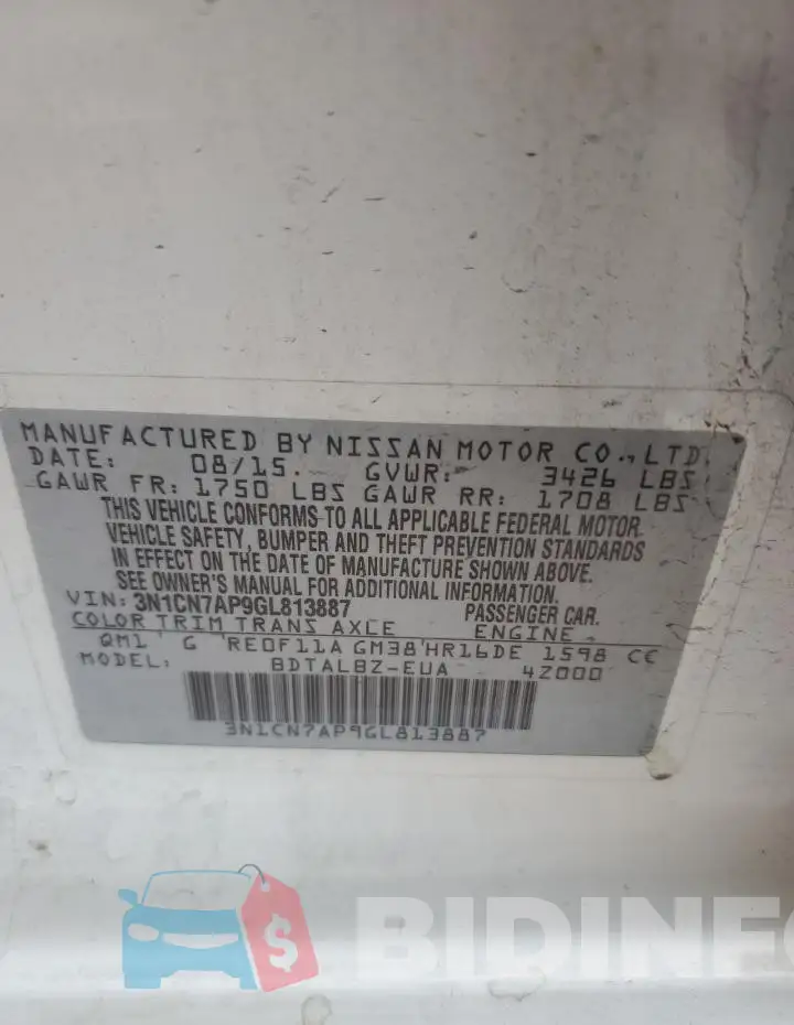3N1CN7AP9GL813887 Photo# 12