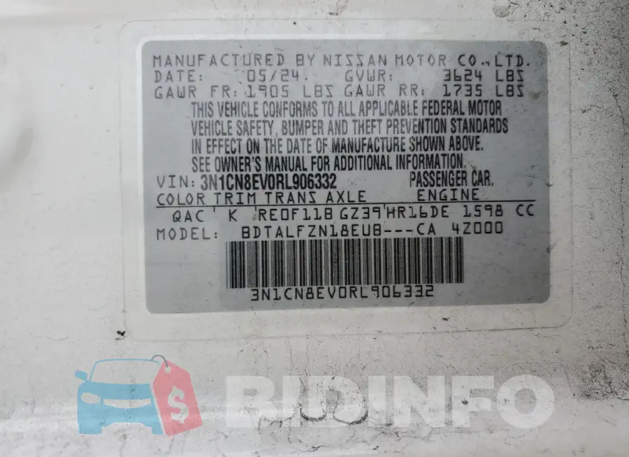 3N1CN8EV0RL906332 Photo# 13