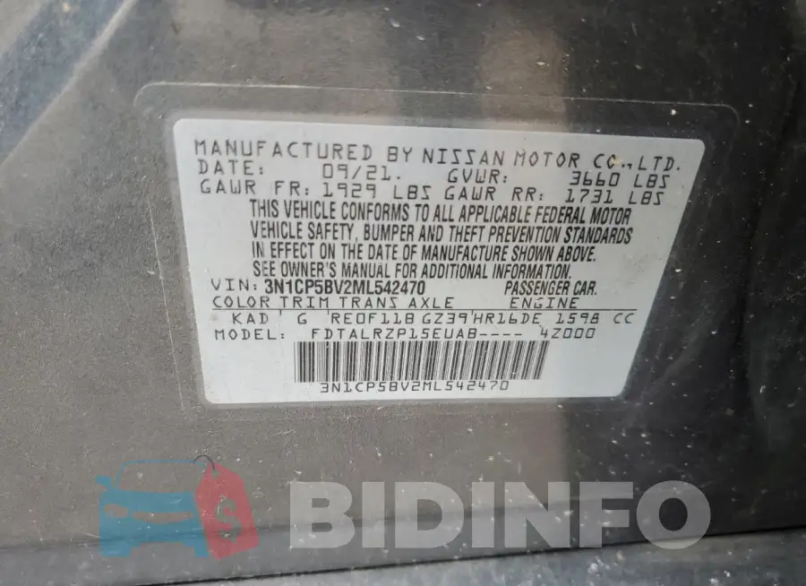3N1CP5BV2ML542470 Photo# 13