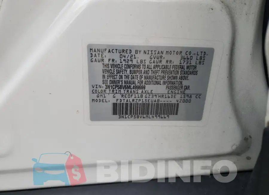 3N1CP5BV6ML499669 Photo# 12