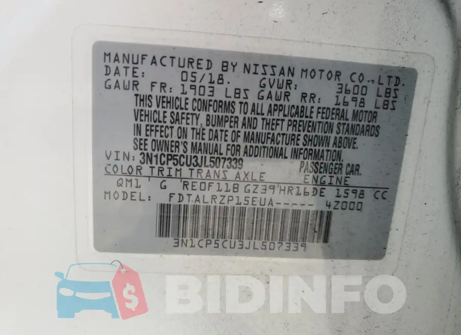 3N1CP5CU3JL507339 Photo# 14